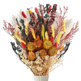 Xbessc Trockenblumen Deko Herbst Gelb Trockenblumenstrauß 75 Stück
