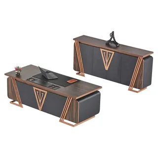 Schreibtisch Sideboard Arbeitszimmer-Set Bürotisch Stauraum Modern Holz