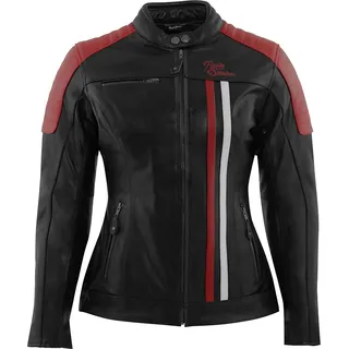Rusty Stitches Alice, Lederjacke Damen - Schwarz/Weiß/Rot - 36