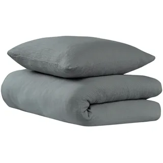 SCHIESSER uncover by SCHIESSER Bettwäscheset Lennox - Musselin - 2-teilig - 135x200cm - Dunkelgrau