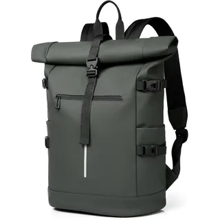 Clufar Rolltop Rucksack Herren 23-30L Laptop Rucksack mit 17 Zoll Laptopfach Wasserdicht Fahrradrucksack Schulrucksack Tagesrucksack Einfaches Design für Uni Freizeit Sport Reisen,Green
