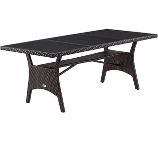 Polyrattan Gartentisch Takeo Braun 190x90x75cm WPC