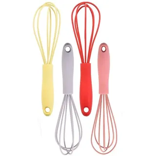 Mini-Rührbesen – 4 Stück – Rührbesen – Eierquirl – Silikonbesen – Eierquirl – Sahneaufschläger – Milchaufschäumer – Küchenutensilien – Handrührbesen – Manuell – Teigmischer – Backutensilien – Für Kuchen, Eier – 16,8 cm