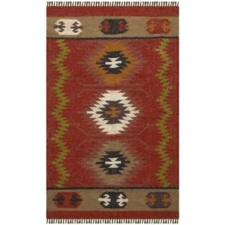 Wendbarer Kelim-Teppich, 7,6 x 12,7 cm, südwestliche Wolle, Jute, geometrisches Design, mehrfarbig, handgewebt, dick, 0,5 cm, Flachgewebe, für drinnen und draußen, Teppiche für Schlafzimmer