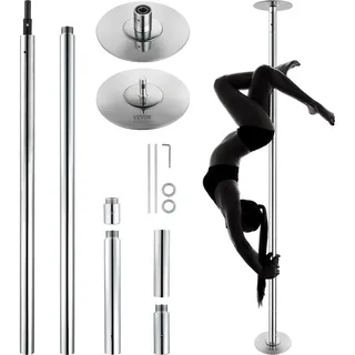 Vevor Professionelle Tanzstange, Pole Dance Tragbare Tanzstange Profi ca. 210,5–278,4 cm Höhenverstellbare Abnehmbare Fitnessstange Fitness Silb...