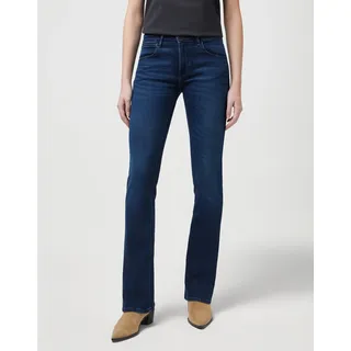Bootcut-Jeans WRANGLER "WRA-W28B", Damen, Gr. 30, Länge 30, grau (nightshade 797), Denim/Jeans, Obermaterial: 81% Baumwolle, 8% Lyocell, 8% Polyester, 3% Elasthan, bootcut fit lang, Jeans Bootcut-Jeans