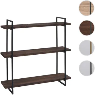 Wandregal HWC-K78, Hängeregal Schweberegal, 3 Regalböden Massiv-Holz Industrial 60x60x18cm ~ dunkelb