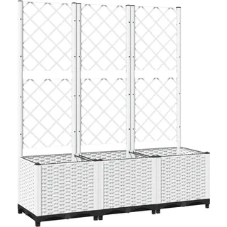 vidaXL Pflanzkübel mit Rankgitter Weiß 120x40x136 cm PP