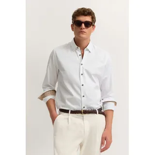 Businesshemd BUGATTI "Easy-Care Funktion", Herren, Gr. XXL, Normalgrößen, weiß (10, weiß), Canvas, 100% Baumwolle, unifarben, normal, Hemden Businesshemd, mit Kontraststoff am Innenkragen und Manschetten