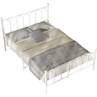 Wishdor Metallbett 140/200 cm mit Stauraum unter dem Bett, mit Lattenrost, Weiß , Metall , Rechteckig , 140x200 cm , Schlafzimmer, Betten, Metallbetten