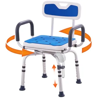 Vevor Duschstuhl 360 Grad verstellbar mit Armlehnen und Rückenlehne rutschfest