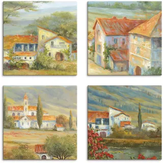 Artland Leinwandbild »Provence Lavendelwiese Mohnlandschaft«, Europa, (4 St.), 4er Set, verschiedene Größen, grün