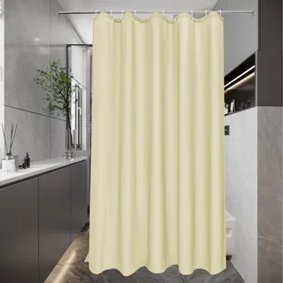 EurCross Duschvorhang Beige 120 x 200 cm Schmaler Textile Polyester Stoff Trocknet Schnell Dusch Vorhang für Badezimmer, Kleine Antischimmel Wasserdicht Waschbar Badevorhang mit 8 Ringen