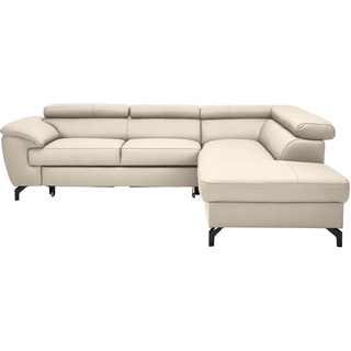 Celina Home Ecksofa , Beige , Leder , Echtleder , Rindleder , Ottomane rechts, L-Form , 256x220 cm , Made in Eu , Fußauswahl, Lederauswahl, Stoffauswahl, seitenverkehrt erhältlich, Hocker erhältlich, Rücken echt , Wohnzimmer, Sofas & Couches, Wohnlandschaften, Ecksofas mit Schlaffunktion