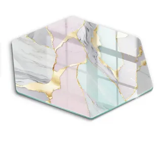 Wallfluent Glasplatte 40 cm Pastell Marmor Muster , Pink , Glas , Rund , 40x40 cm , Küchenzubehör, Schneidebretter