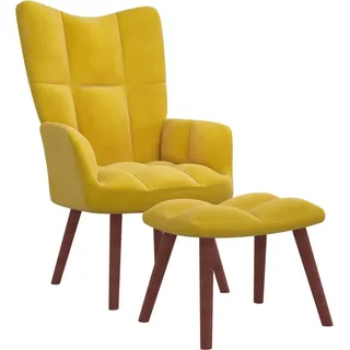 Relaxsessel mit Hocker Senfgelb Samt - Gelb