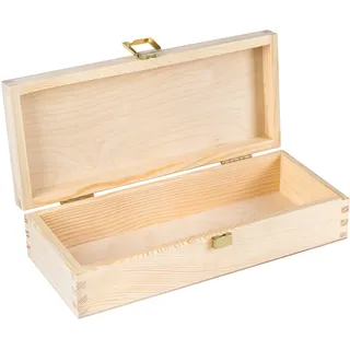 Creative Deco Kleine Holzkiste mit Deckel und Schloss | 24 x 10,5 x 5,7 cm | Klein Holzbox Geschenkbox Schatztruhe Schatzkiste | Für Lagerung der Wertsachen, Geschenk, Hochzeit, Schmuck