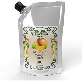 VITAVEGGY INDISCHE-MANGO-FRUCHT Früchte-Püree 1kg ohne Aroma- Farb- & Konservierungsmittel von Food-United geeignet für Babybrei-Obstbrei Maracuja-Mango-Saft-Smoothie-Sorbet-Schorle-Cocktail-Quark GVO-Frei Glutenfrei & 100% natürlich