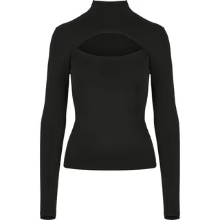 Urban Classics Damen Cut-Out Turtleneck, Langarm-Shirt mit Raffiniertem Brust-Ausschnitt, Slim Fit, Black, 5XL