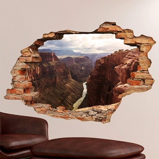 Wandaufkleber für Schlafzimmer und Erwachsene, 3D-Effekt, Wandaufkleber, Wandaufkleber, groß, Canyon – Wandsticker, Küche, Wanddekoration, Trompe l'Eye Wohnzimmer – 60 x 90 cm