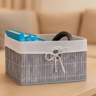 Aufbewahrungskorb-Set aus Bambus mit Stofffutter