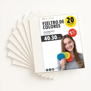 OFITURIA Bastelfilz für DIY-Projekte, Bunte Filzstoffe für Patchwork, Nähen, Schule, Kunst und Dekoration 40x30cm (Weiß, 20 Stk)