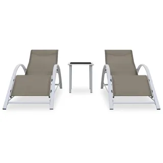 vidaXL Sonnenliegen 2 Stk. mit Tisch Aluminium Taupe - Schwarz