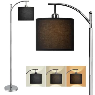 Depuley Stehlampe Modern Wohnzimmer Stehleuchte, 3 Farbtemperaturen bogenlampe schlafzimmer mit E27 Glühbirne Fußschalter, Stoffschirm Design 156cm für Studio, Schlafzimmer, Arbeitszimmer,Büro