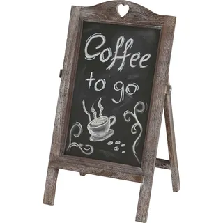 Werbetafel HWC-E51, Aufsteller Kreidetafel, 66x37x27cm Shabby-Look Vintage braun - Braun