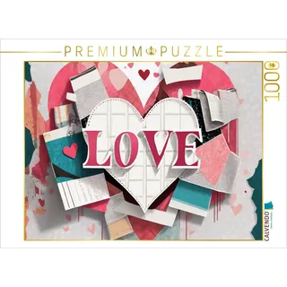Calvendo Abstrakt buntes Design mit Herz und Text Love | Foto-Puzzle für glückliche Stunden