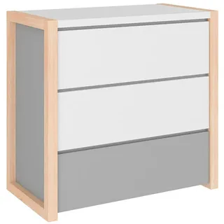 Petits-meubles Kinderkommode Weiß und grau , Holzwerkstoff , 100x86.5x50 cm , Babymöbel & Kindermöbel, Babyzimmer, Wickelkommoden & Zubehör, Wickelkommoden