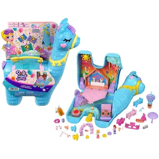 POLLY POCKET Schatulle Lama im Pyjama Party Thema mit 25 Zubehörteilen