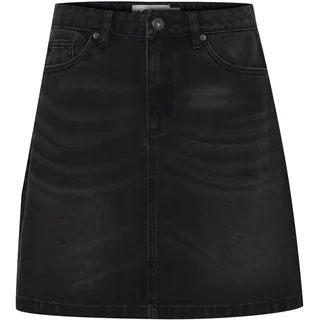 ICHI IHAVENY Damen Rock Jeansrock Minirock mit Eingrifftaschen Gürtelschlaufen A-Linie, Größe:36, Farbe:Washed Black (200341)