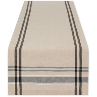 DII Tischläufer, French Stripe, Bauernhaus-Stil, 35,6 x 183,9 cm, Taupe/Schwarz