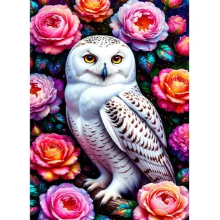 XWDYBDP DIY Diamond Painting Owl Messenger, 5D Luxury Diamond Painting for Adults Beginners Fantasy Diamond Embroidery DIY Full Drill Rose Flowers Diamonds Art Home Wall Decoration 30x40 cm