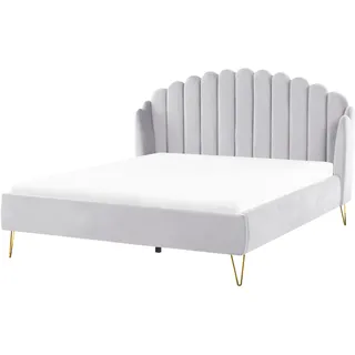Beliani Polsterbett Hellgrau Ambillou - Textil , 180x200 cm , Schlafzimmer, Betten, Polsterbetten
