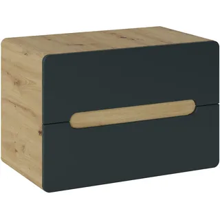 r 80cm Aufsatzwaschtisch mit 2 Schubladen - Schwarz, Naturbelassen