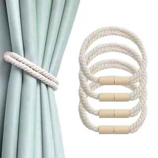 FINELYCR 4 Stück Raffhalter, 50 cm Raffhalter für Gardinen, Baumwoll-Leinen-Magnet Gardinen Raffhalter, Geeignet für Wohnzimmer, Schlafzimmer, Büro