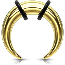 beyoutifulthings Dehn-Stab Taper Buffalo Horn Edelstahl Gold O-Ring Dehnanhänger Universal-Piercing Ohr-Piercing Ohr-Schmuck 2,4mm