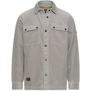 Langarmhemd CAMEL ACTIVE, Herren, Gr. 4XL, N-Gr, grau (dust grau), Cord, Obermaterial: 100% Baumwolle, unifarben, normal hüftbedeckend, Rundhals, 1-Knopf-Manschette mit Druckknopf, Hemden Langarmhemd, Cord-Overshirt mit großen Brusttaschen, Topseller