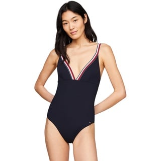 Tommy Hilfiger Damen Badeanzug Triangle One Piece Cut-out, Blau (Desert Sky), XS