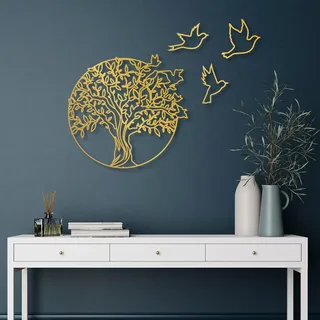 Elegant Gold Decorative Metal Wall Accessory, 61 x 56 cm | 100% Metal (1.5 mm Thick) | Perfect for Modern Home Decor, Easy Wall Hanging