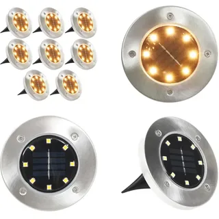 vidaXL Solar Bodenleuchten 8 Stk. LED Warmweiß - Solar-Bodenleuchte - Solar-Bodenleuchten - Boden Solarleuchte - Boden Solarleuchten - Weiß