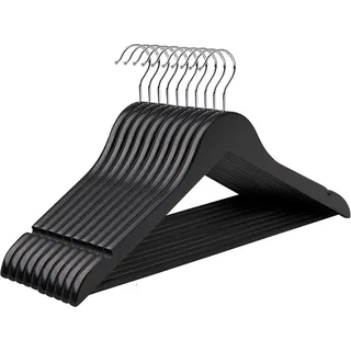 Songmics Kleiderbügel-Set Cason Holz Schwarz 10-teilig