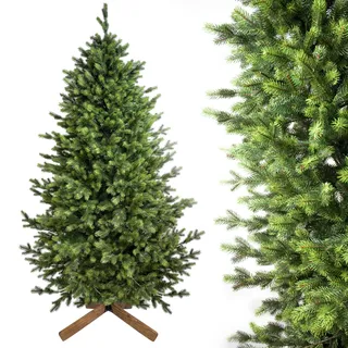 Evergreen Tree® Künstlicher Weihnachtsbaum 210 cm | Naturgetreue 100% Spritzguss Weihnachtsbaum mit Holzständer, Made in EU - Tannenbaum Künstlich Artificial Christmas Tree