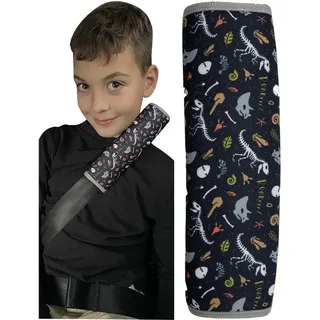 HECKBO 1x Kinder Auto Gurtpolster Gurtschutz mit Dinosaurier Dino Motiv - Sicherheitsgurt Polster für Kinder und Babys- Ideal für jeden Gurt Autositzerhöhungen Kinder Fahrradanhänger Flugzeug
