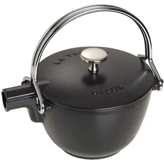 Staub Teekanne aus Gusseisen, Wasserkessel, rund, 16,5 cm, 1,1 L, für alle Herdarten, Schwarz