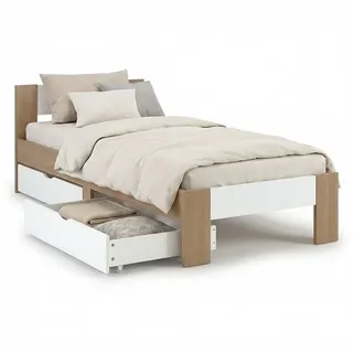 Homestyle4u Holzbett 90 x 200 cm Braun/Weiß