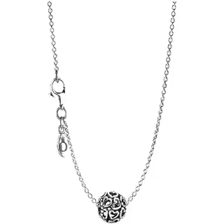 Pandora Moments Klassische Ankerkette + All Over-Herzen Charm aus Sterling-Silber im Geschenkset, Gr. 45cm, SET 590515-45+790964