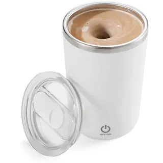 Qcwwy Kaffeetasse mit Rührfunktion, Automatisch Selbstrührende Kaffeetasse, Automatisch Rührende Kaffeetasse, Magnetisch Rührender Kaffeebecher, 350 Ml, für den Einsatz zu Hause, Im (Weiss)